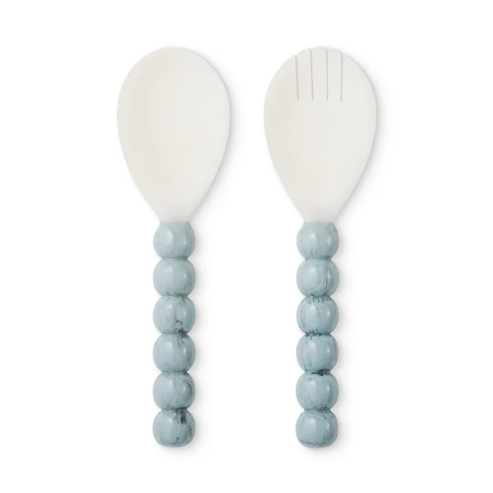 Bobble Blue/White Resin Salad Server Set