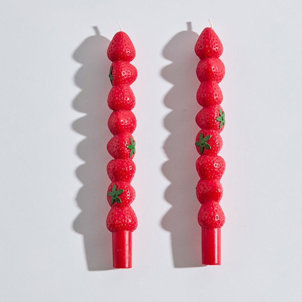Strawberry Tapered Candles | Set of 2