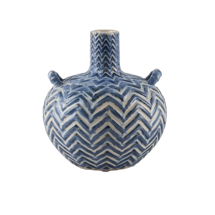 Morrow Ceramic Blue Handled Vase