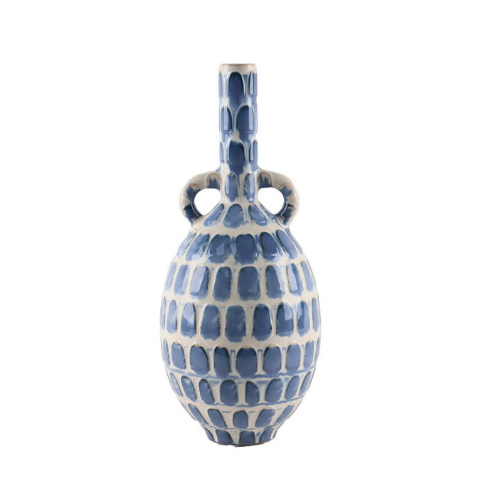 Morrow Ceramic Blue Tall Bottle Vase