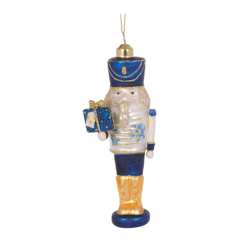 GLASS BLUE HANGING NUTCRACKER