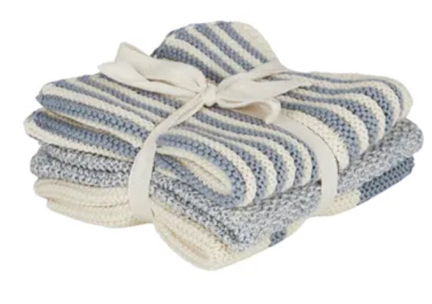 Amy S/3 Cotton Knit Cloth 28x28cm Blue