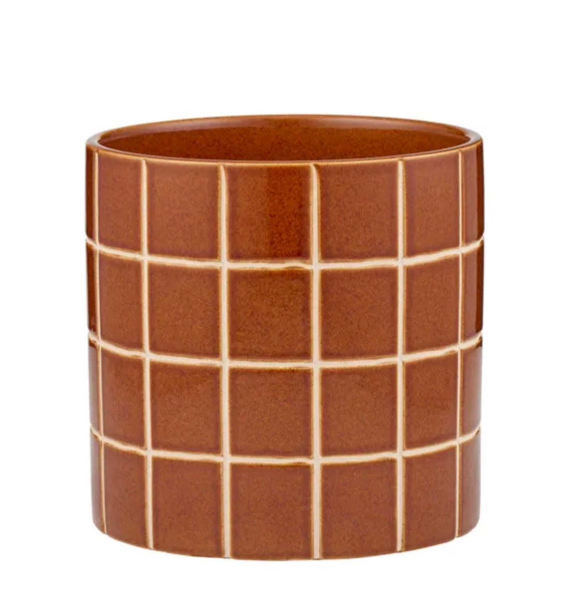 BOYD CERAMIC TILE POT 23X23CM TAN SMALL