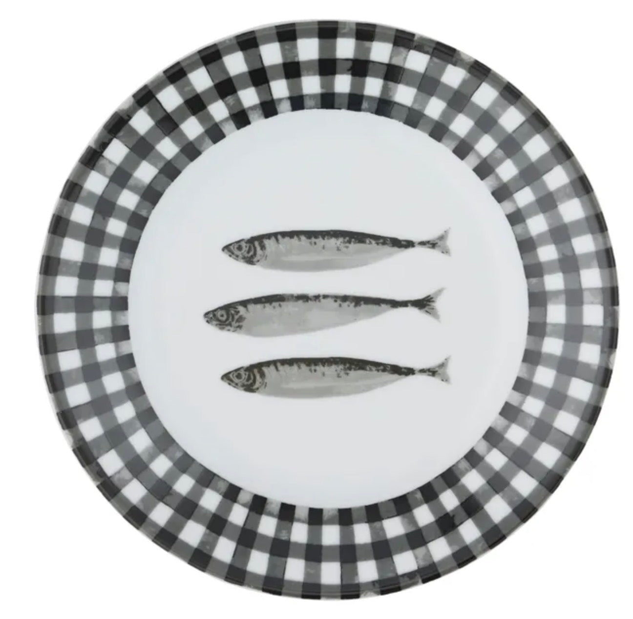 SICILIAN CERAMIC PLATE 20.5CM BLACK/WHT