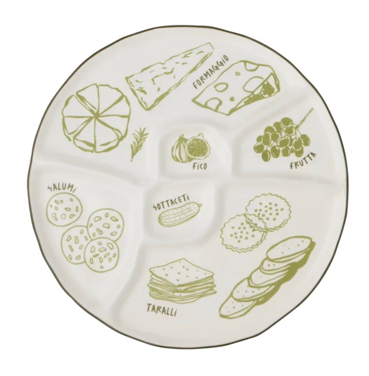 DELI CERAMIC DIVIDED PLATTER 35CM GREEN