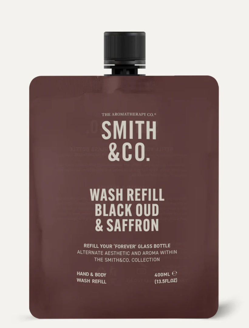 Smith & Co Hand Body Wash Refill 400ml Black Oud & Saffron