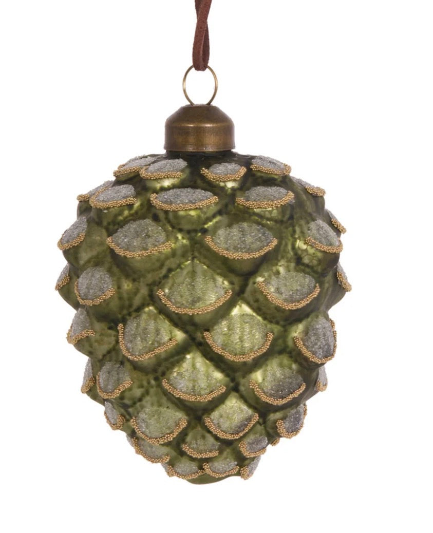 Luxe Frosted Pinecone Ornament