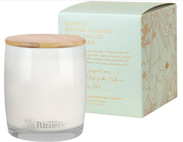Saffron, Juniper Berries, Black Violet, Raspberry Scented Soy Candle | 400gm