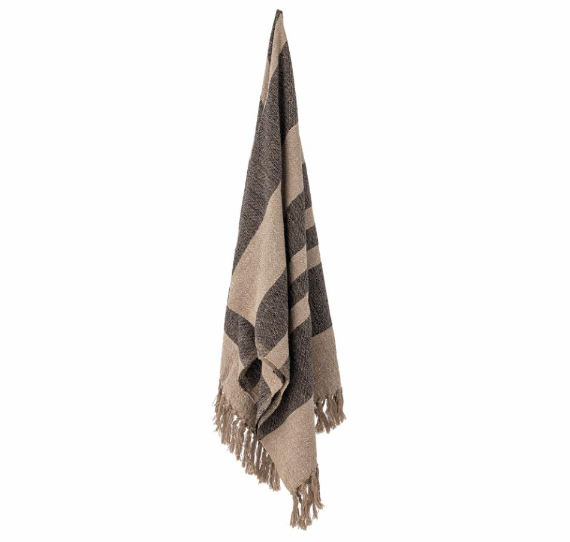Temi Throw, Black, Recycled Cotton