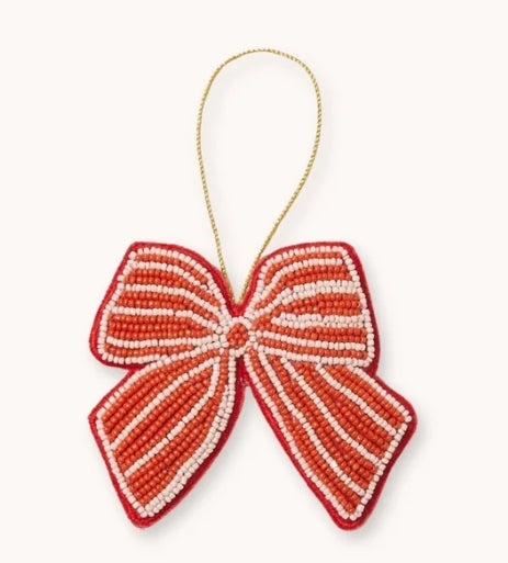Bow Red Beaded Christmas Decoration