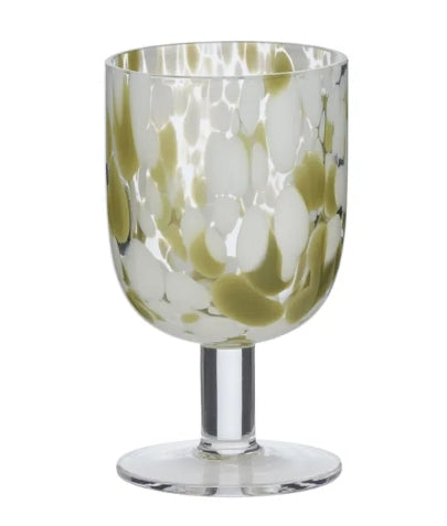 Freckle Glass Goblet 8x14cm Olive