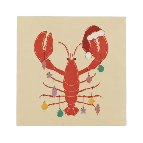 Claws 20pk Napkin Natural/Red