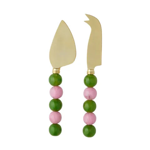 Devi S/2 SS/Resin Knives Pink/Green