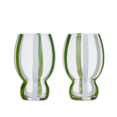 Kimi S/2 Wine Glass 7.5x14cm Grn/Wht