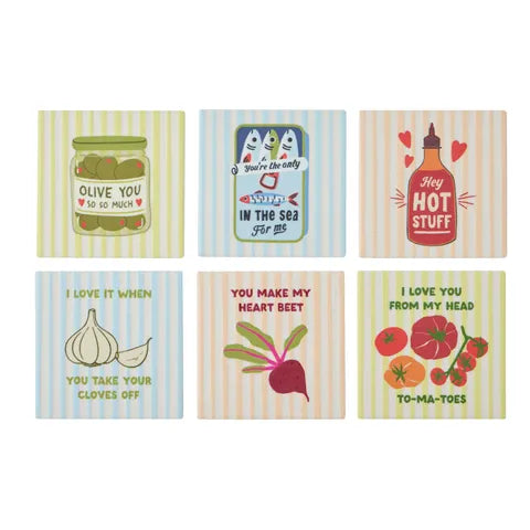 Foodie Ceramic Coaster 6 Asst