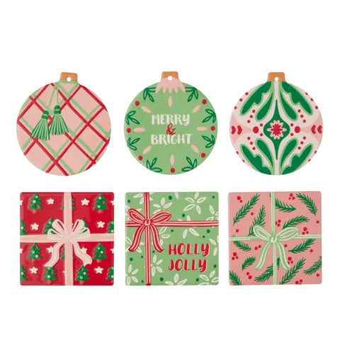 Holly Jolly Ceramic Coasters