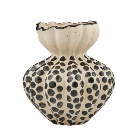 Raven Ceramic Vase Ivory/Black