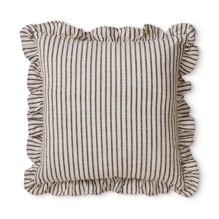 Ruffles Black/Natural Stripe Cushion
