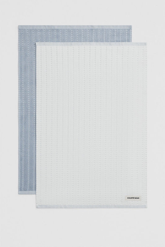 MIRA TEA TOWEL 2/PK CIEL BLUE