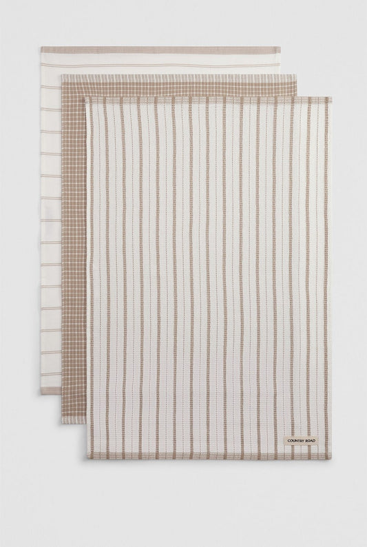 LAINE TEA TOWEL 3/PK SAND