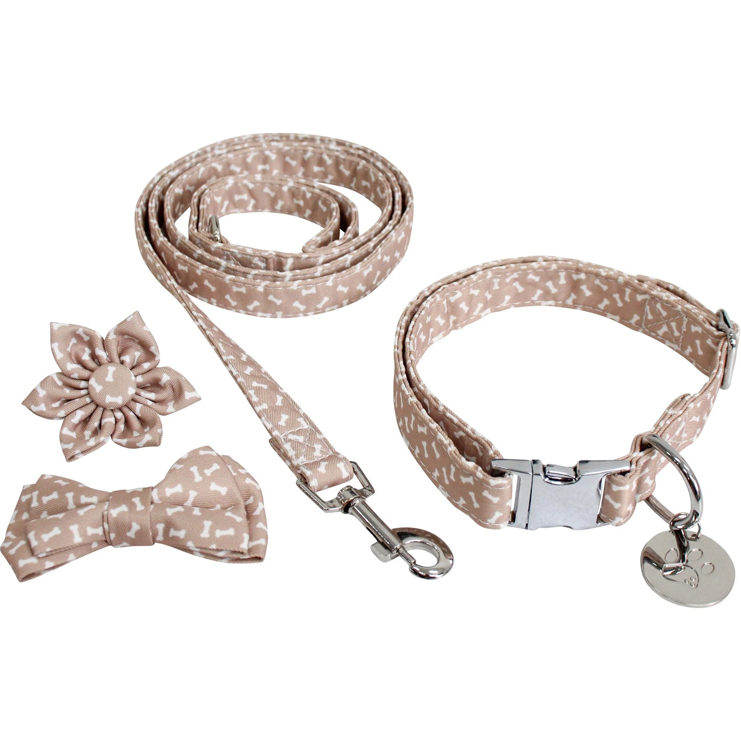 Collar & Accs Set M-l Bones Beige