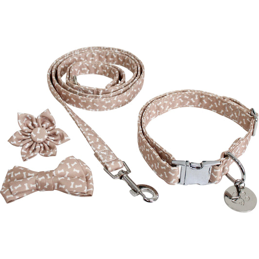 Collar & Accs Set M-l Bones Beige