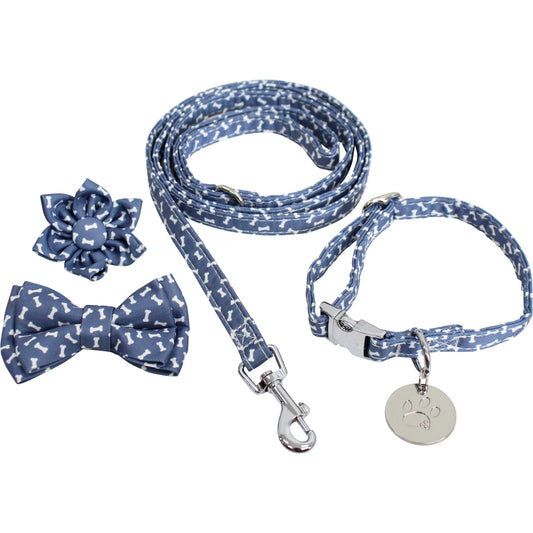 Collar & Accs Set S-m Bones Blue