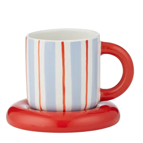 Candy Cer Cup & Saucer Sky/Tomato
