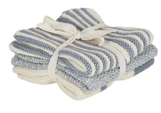 Amy S/3 Cotton Knit Cloth 28x28cm Blue