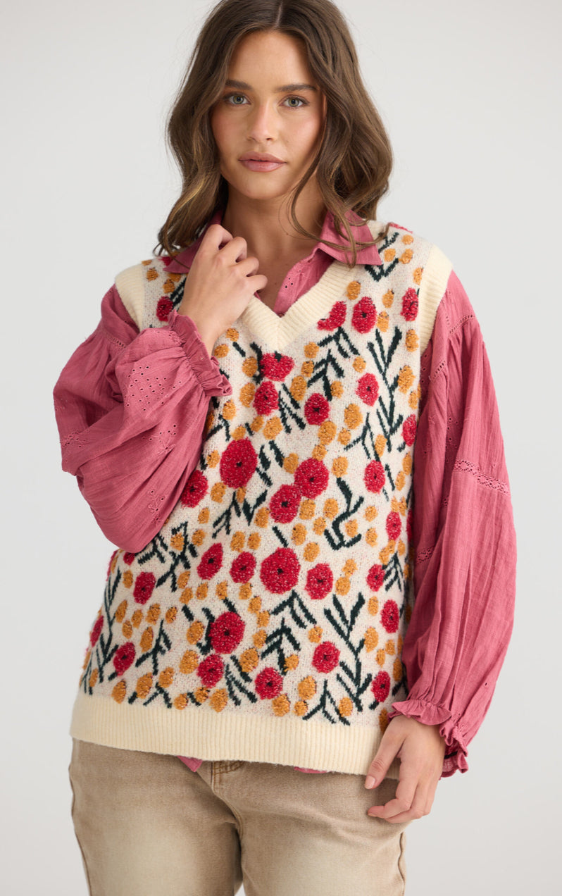 Flower Child Vee Neck Vest