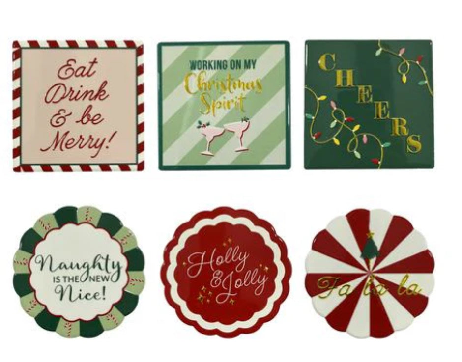 Christmas Coasters cer 10cm 6 asst