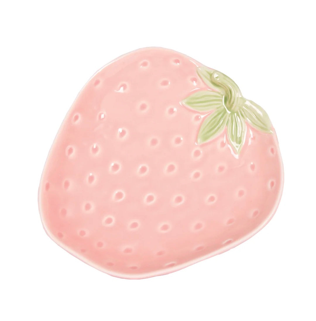 Large Pink Strawberry Plate