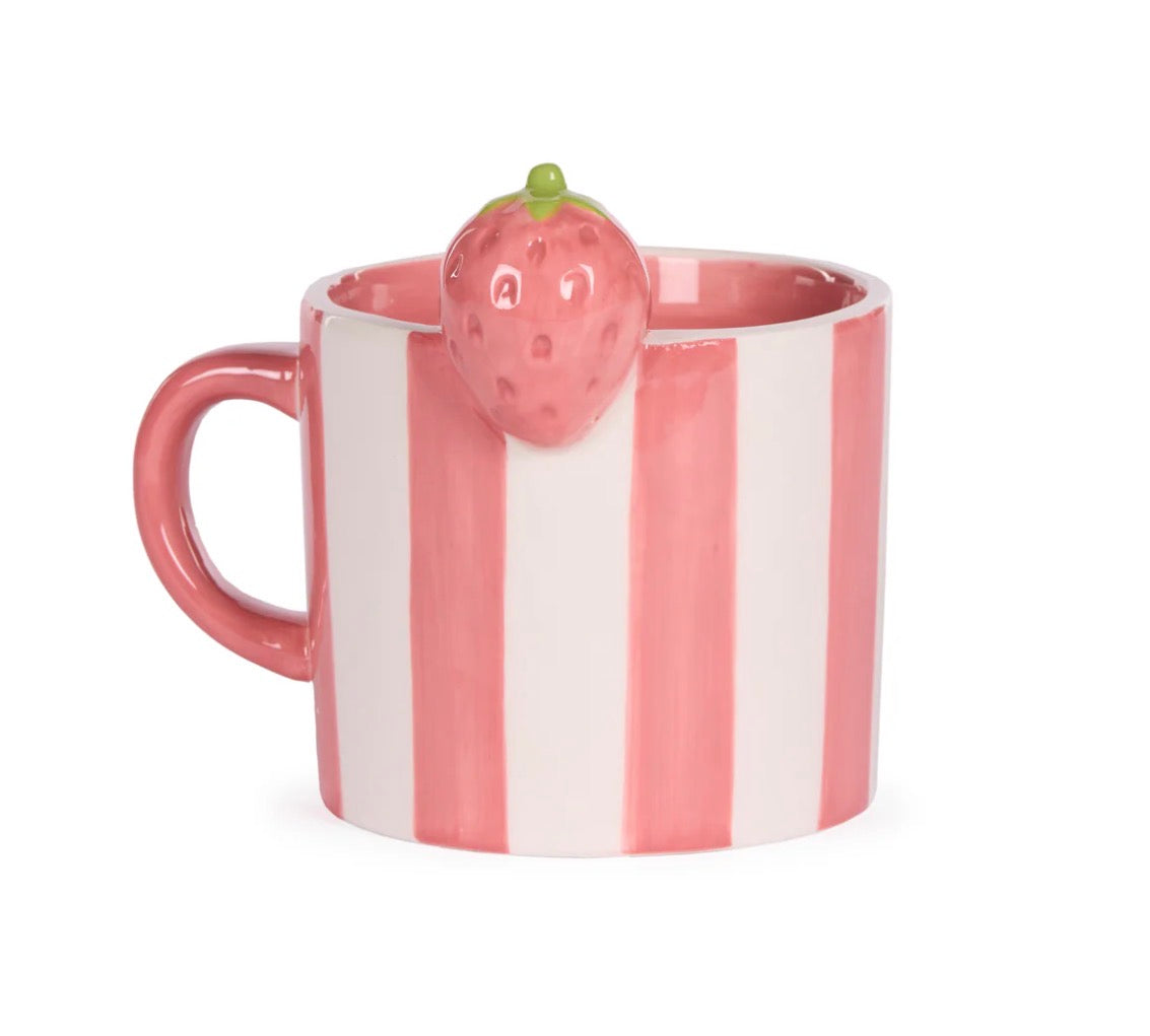 Pink Stripe Strawberry Mug