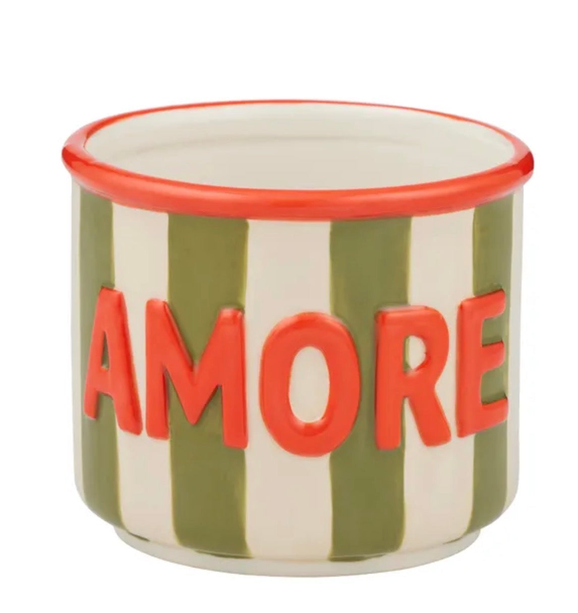 AMORE CERAMIC POT 14X12CM OLIVE/RED