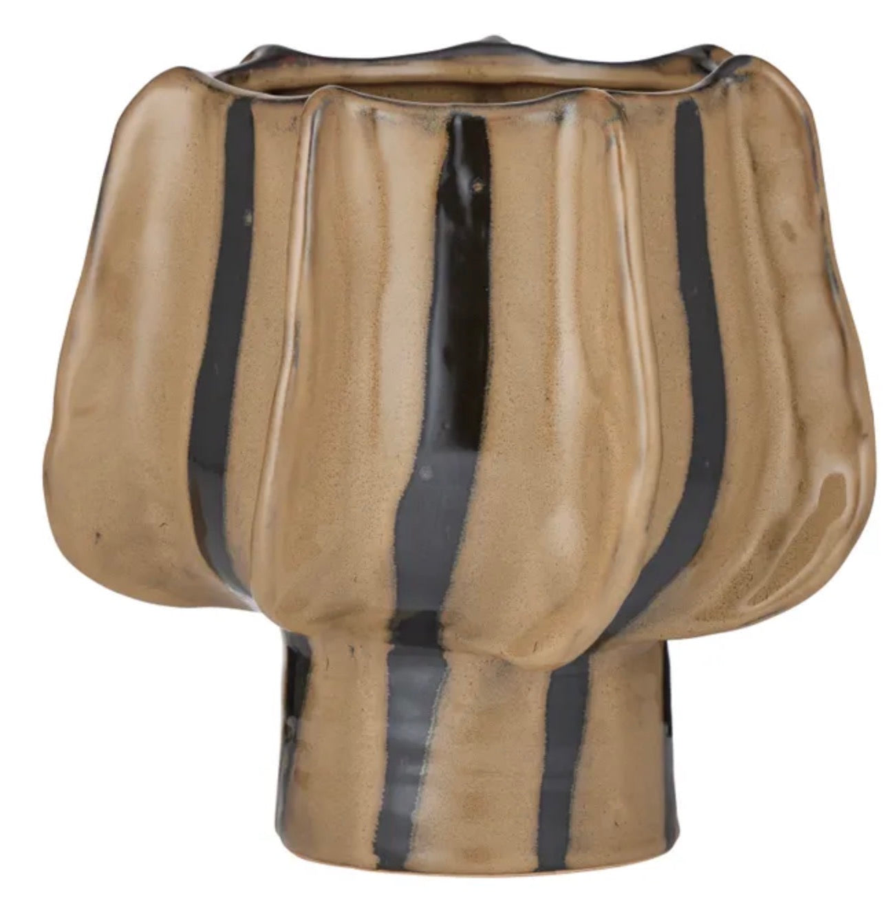 PRESTON CERAMIC POT 26X24CM TAUPE/BLK LARGE