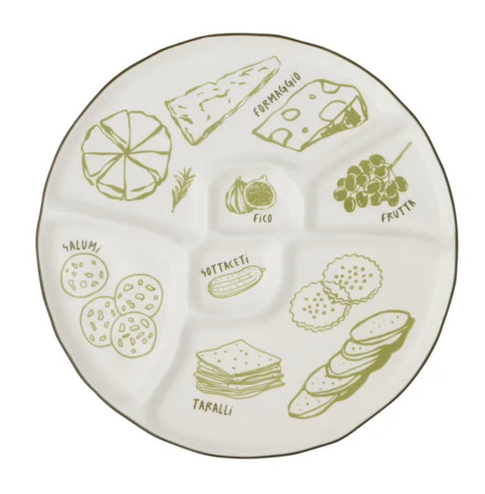 DELI CERAMIC DIVIDED PLATTER 35CM GREEN