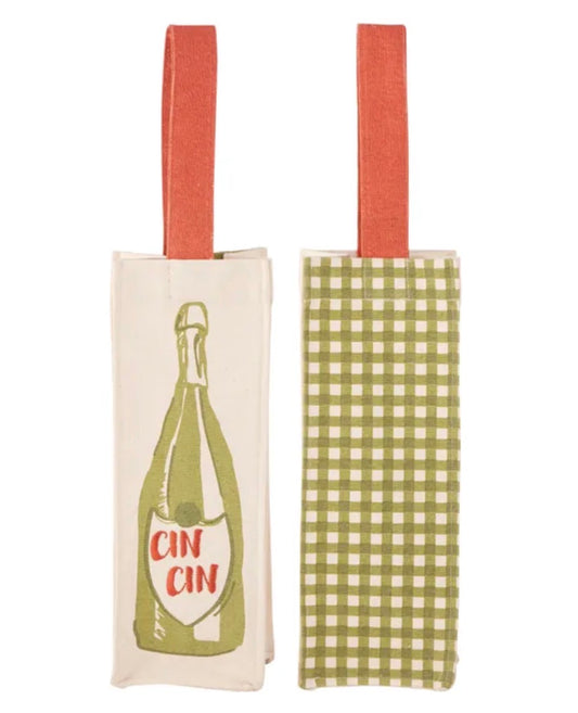 CIN CIN COTTON BOTTLE BAG 11X32CM OLIVE