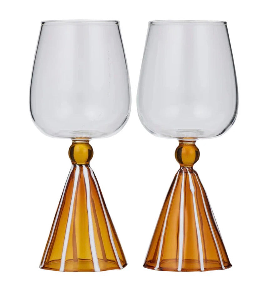 Ragni S/2 Wine Glasses 8x19cm Amber