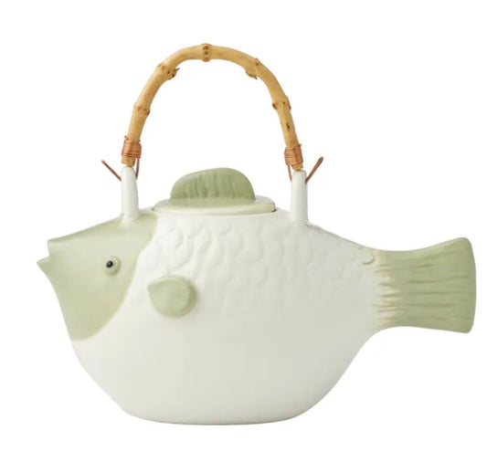 Gill Ceramic Teapot White/Sage