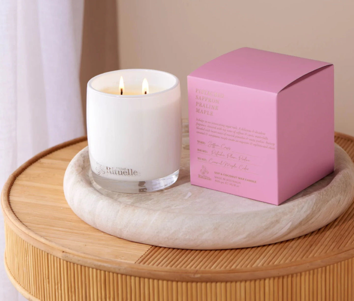 Pistachio, Saffron, Praline, Maple Scented Soy Candle | 140gm