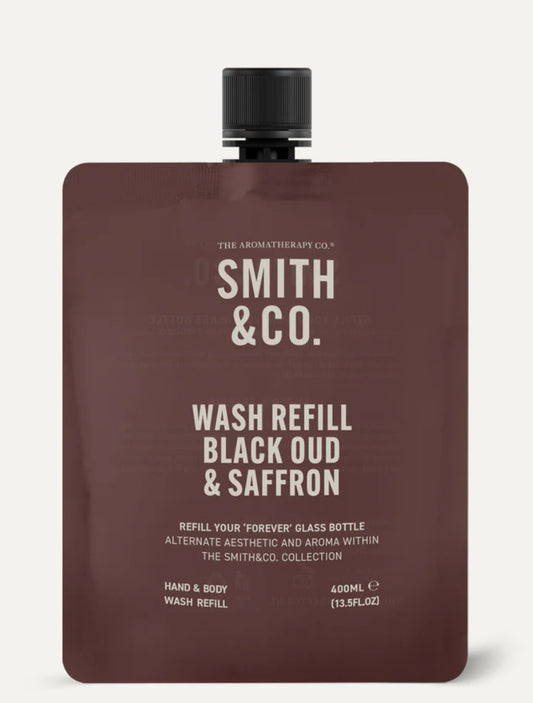 Smith & Co Hand Body Wash Refill 400ml Black Oud & Saffron