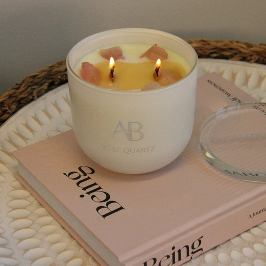 Rose Quartz Crystal Candle