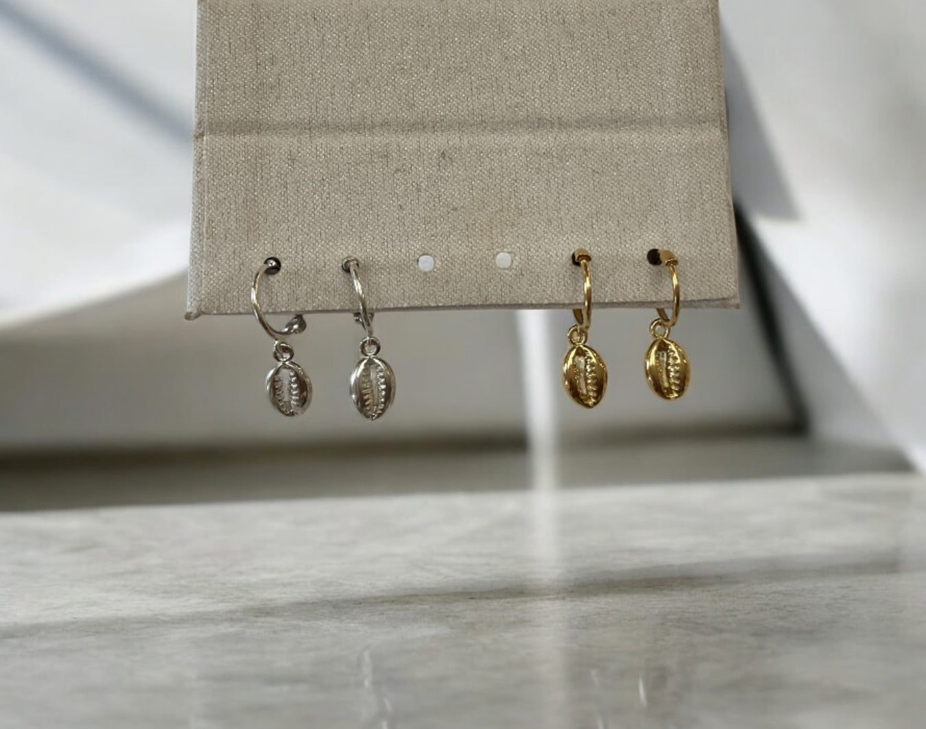 Cowrie Huggie Earring Gold