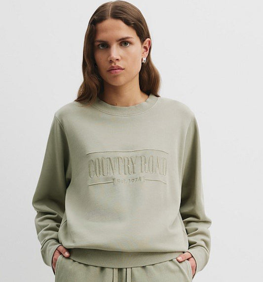 COTTON CR LOGO SWEAT PISTACHIO