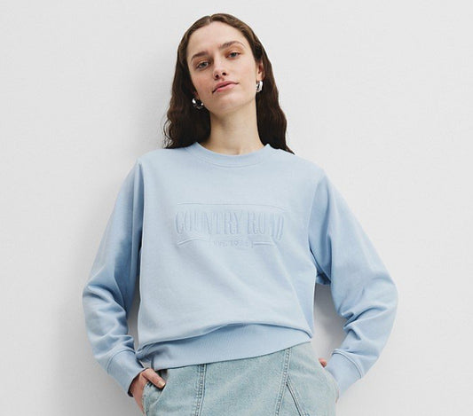 COTTON CR LOGO SWEAT SMOKE BLUE