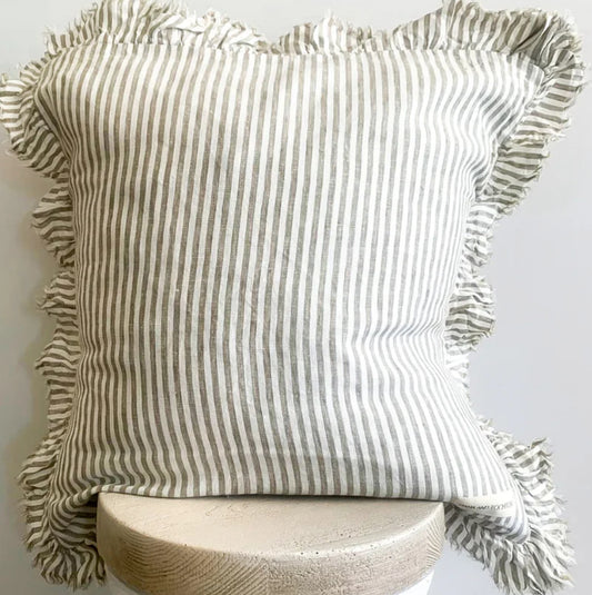 linen French olive stripe