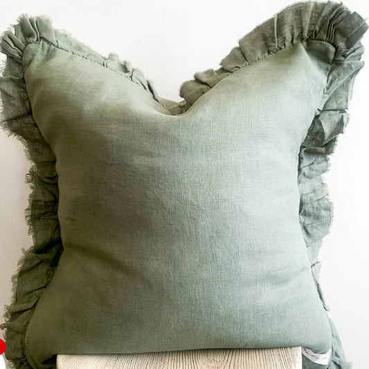 pure linen frayed khaki