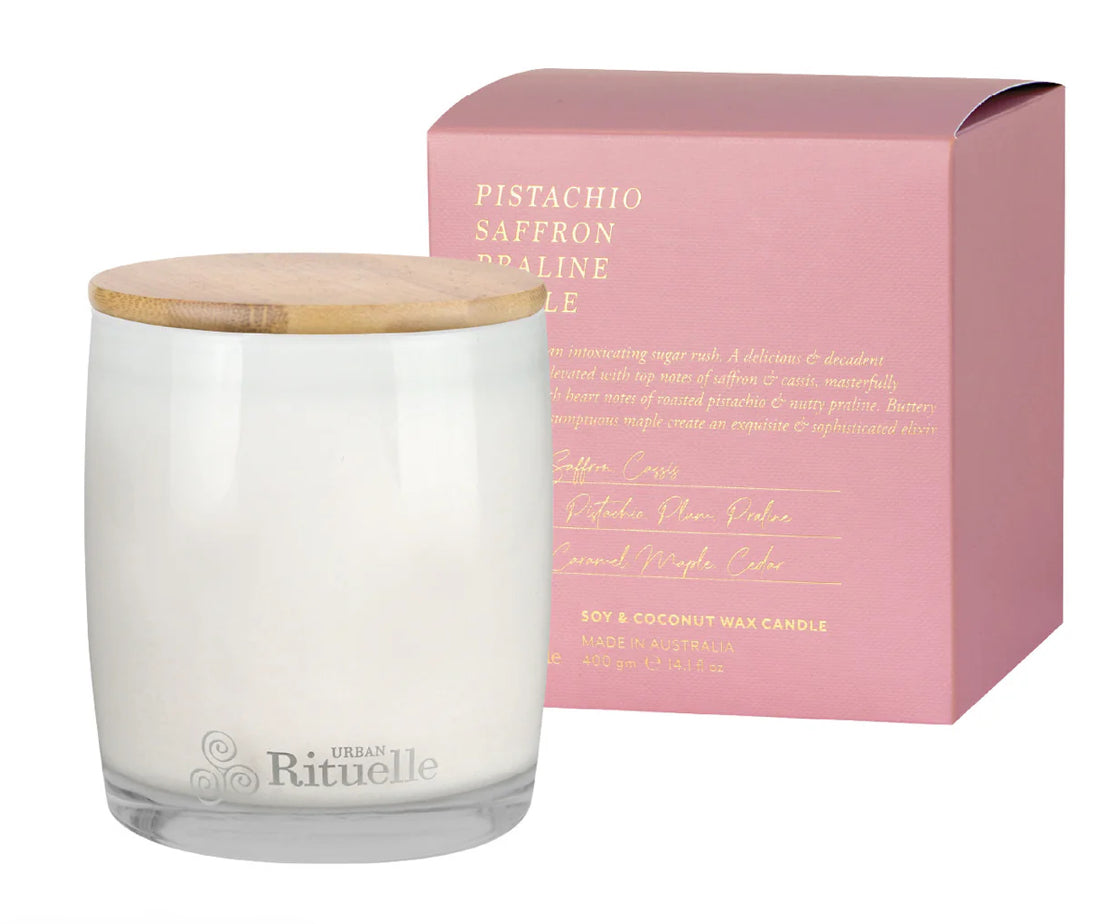 Pistachio, Saffron, Praline, Maple scented Soy Candle 400gm