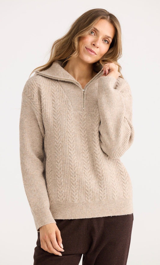 Quarter Zip Cable Knit