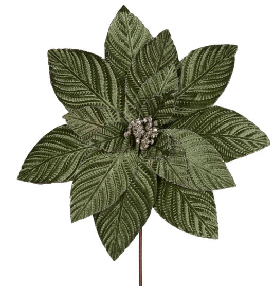 Luxe Mint Velvet Embossed Poinsettia